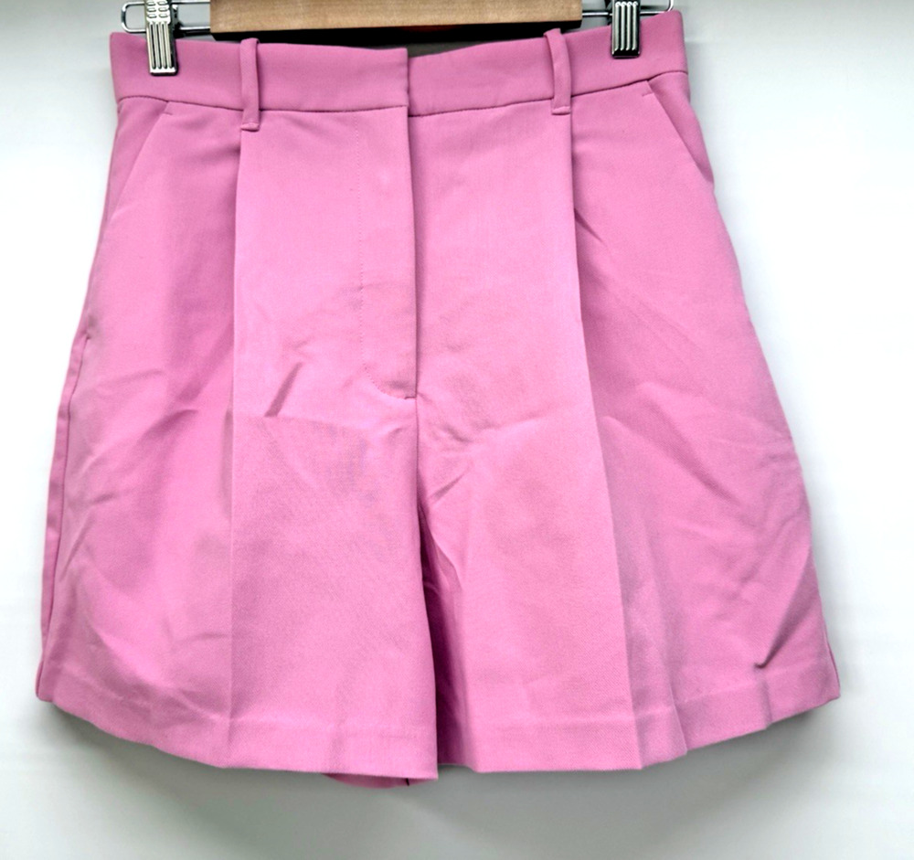 Abercrombie & Fitch Women's Trouser Shorts Size Small Pleated High Rise Pink NEW